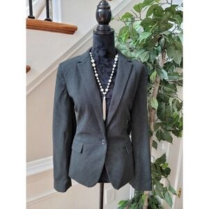 Ann Taylor Women's Black Polyester Long Sleeve Single Buttons Front Jacket 12